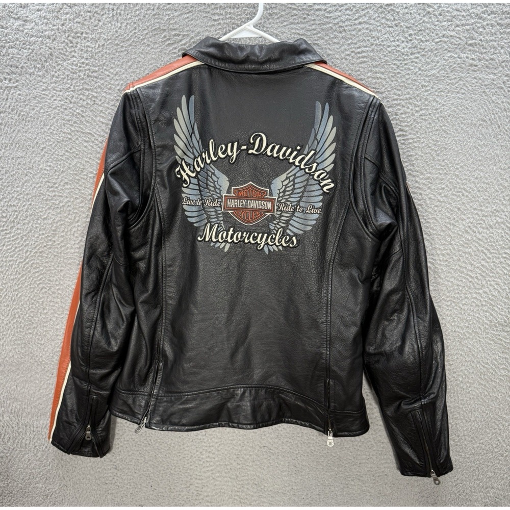 Harley Davidson Jacket Womens Large Tall Black Leather Bomber‎ Motorcycle Biker